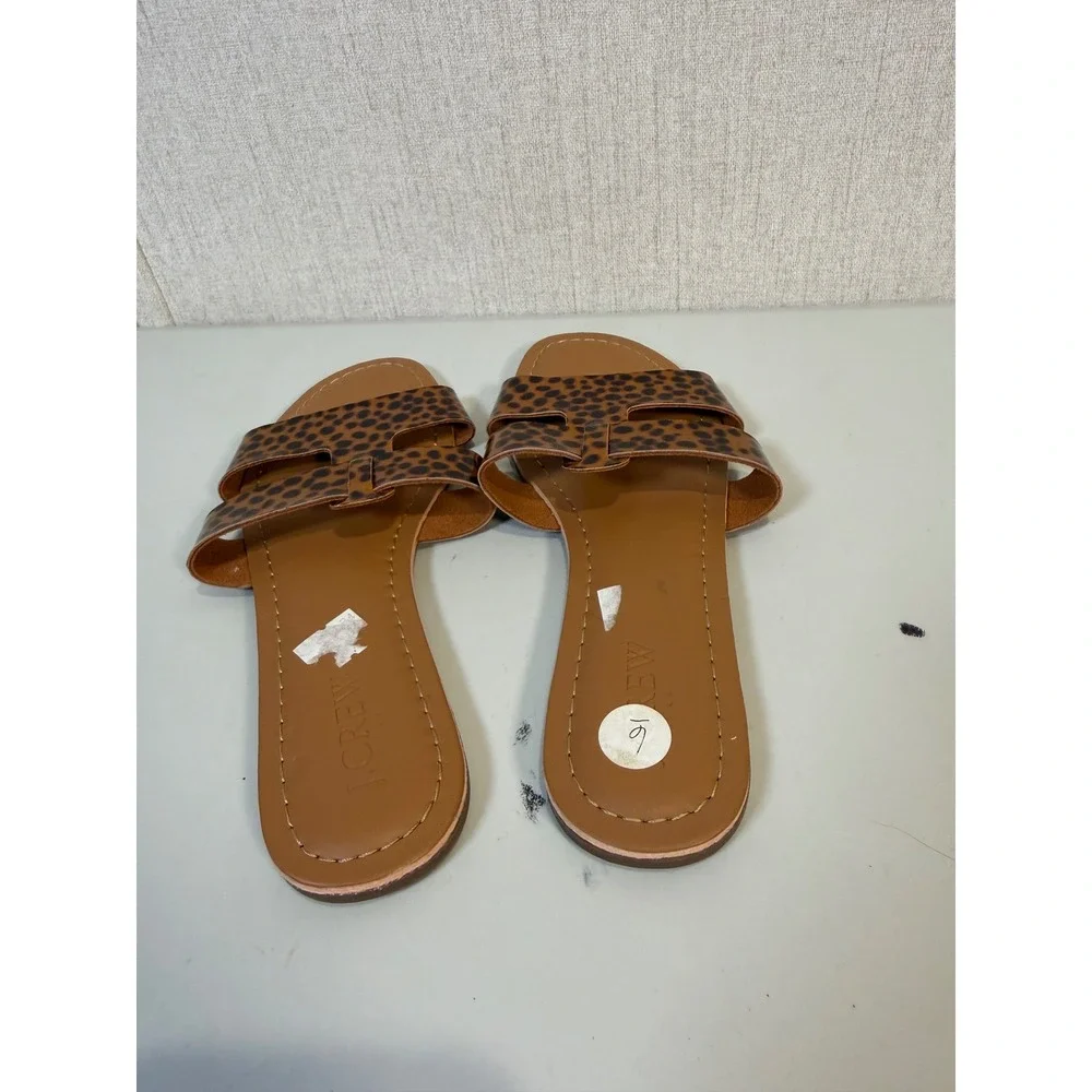 J. Crew‎ Size 6 Sandals Animal Print Flat Slide Slip on Shoes